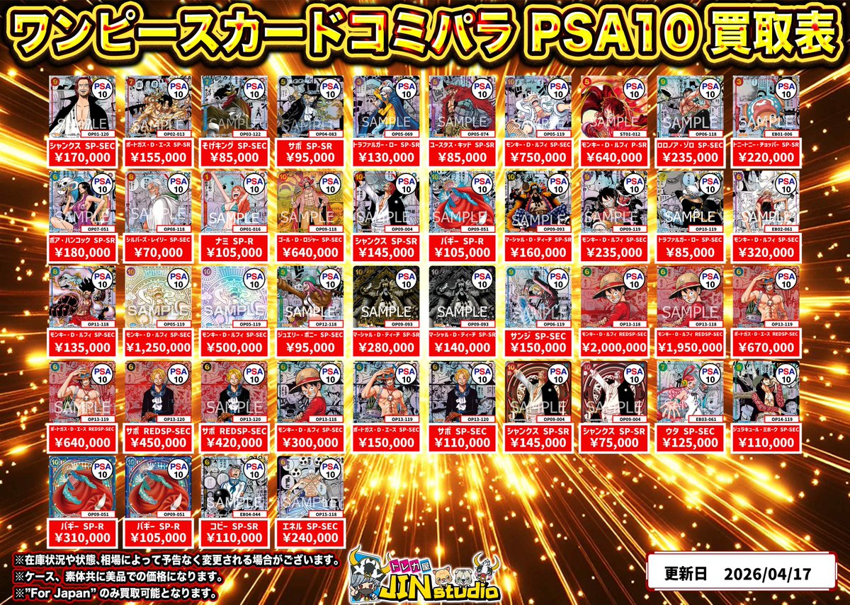 ワンピースカードpsa10プロモまとめ売り PSA10】ワンピースカード ジャンプ 付録 プロモ ルフィ P-043 - メルカリ