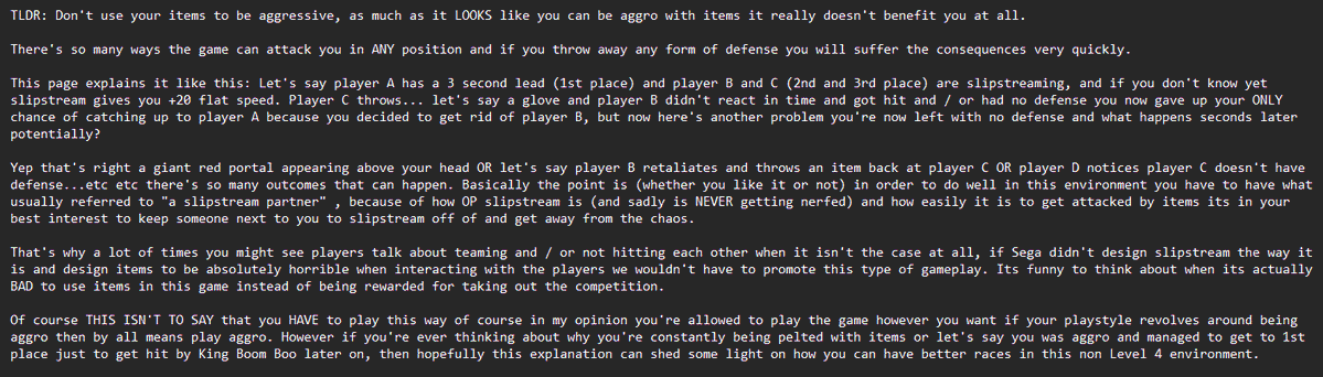 This summary made by a notable player: Austen Knight perfectly explains how to properly use items in CrossWorlds. I decided to explain myself in this screenshot if you want to give it a read, I'm down to answering questions too

#SonicRacingCrossWorlds #SRCW #ソニックレーシングCW
