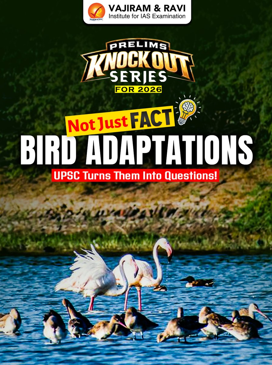 VajiramRavi's tweet image. A bird that recognises faces.
One that sleeps mid-air.
One that’s poisonous.

UPSC won’t ask facts — it’ll test classification.

Are you ready?

#UPSC #PrelimsPrep #Environment #Biology #MCQs