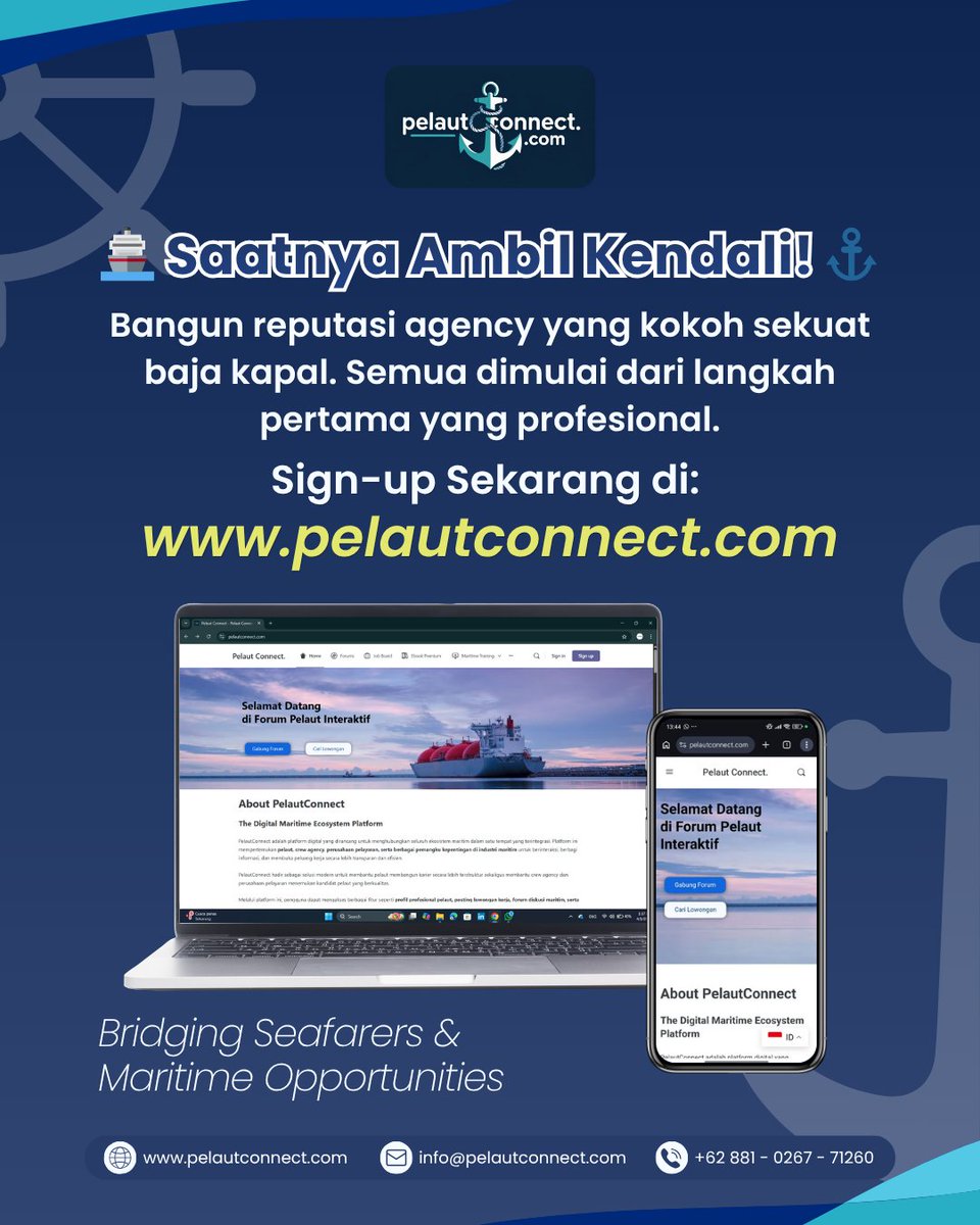 pelautconnects_'s tweet image. 🚢Dengan ekosistem digital kami, Anda mendapatkan akses ke komunitas pelaut yang tervalidasi, sistem skor reputasi, dan filter yang presisi. 

Daftar Agency Member Sekarang!
🔗 Kunjungi pelautconnect.com

#PelautConnect #RecruitmentMaritime #Efficiency
