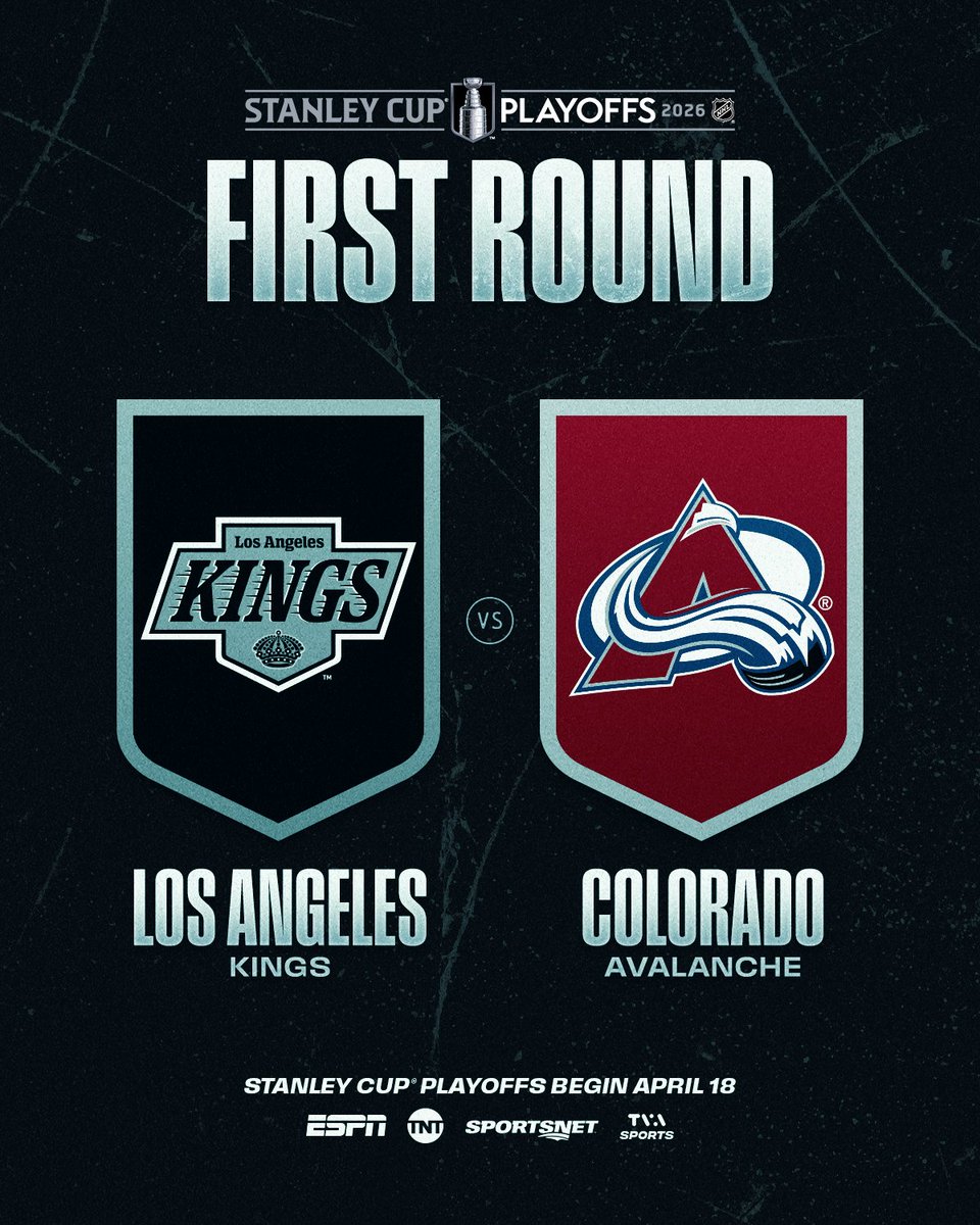 The <a href="/Avalanche/">Colorado Avalanche</a> and <a href="/LAKings/">LA Kings</a> will open their 2026 #StanleyCup Playoffs against one another – the third series between the two teams (also 2002 CQF &amp; 2001 CSF).

The Stanley Cup Playoffs begin April 18 (@ESPN, <a href="/NHL_On_TNT/">NHLonTNT</a>, <a href="/Sportsnet/">Sportsnet</a>, <a href="/TVASports/">TVA Sports</a>). #NHLStats