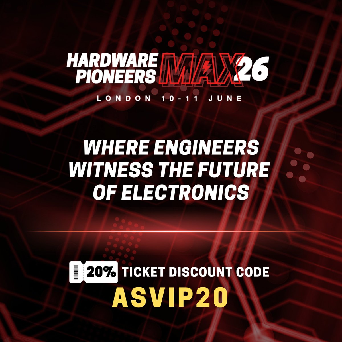 eetimes's tweet image. Ready to witness the future of #electronics? 

Join the UK's largest electronics expo, Hardware Pioneers Max 2026, in London on 10-11th June. 

Use the code ASVIP20to get your 20% VIP ticket discount &amp;gt;&amp;gt; Register today! arw.li/6014B6f3VM