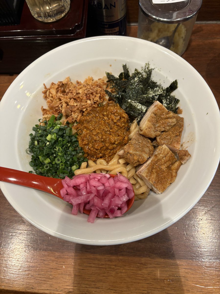 長男、おともかずき
カレーまぜそば大盛り
