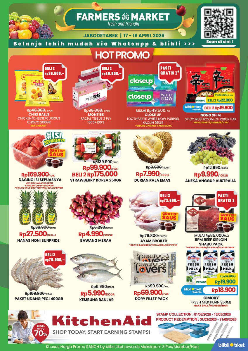 katalogpromosi's tweet image. Promo JSM Farmers Market sudah hadir! 🛒✨ 
periode 17-19 April 2026.

Mulai dari sembako sampe sayuran segar semuanya turun harga.
Katalog lengkap cek di sini 👉 katalogpromosi.com/katalog-promo-…
#PromoJSM #FarmersMarket