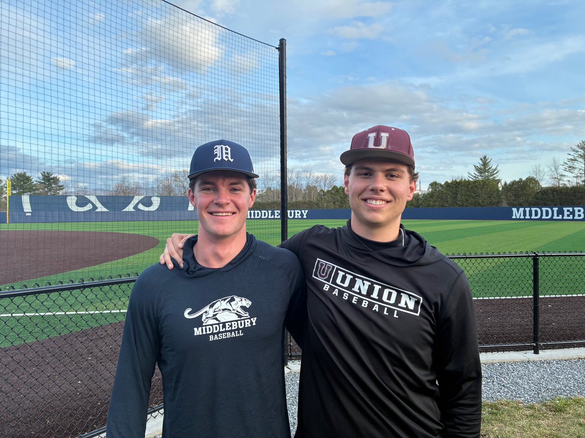 StMarksBaseball's tweet photo. Former SM teammates Jeremiah Murphy ‘25 &amp; Nolan Whelan ‘25 caught up after playing against each other yesterday. https://t.co/XjIe8Qn6HI