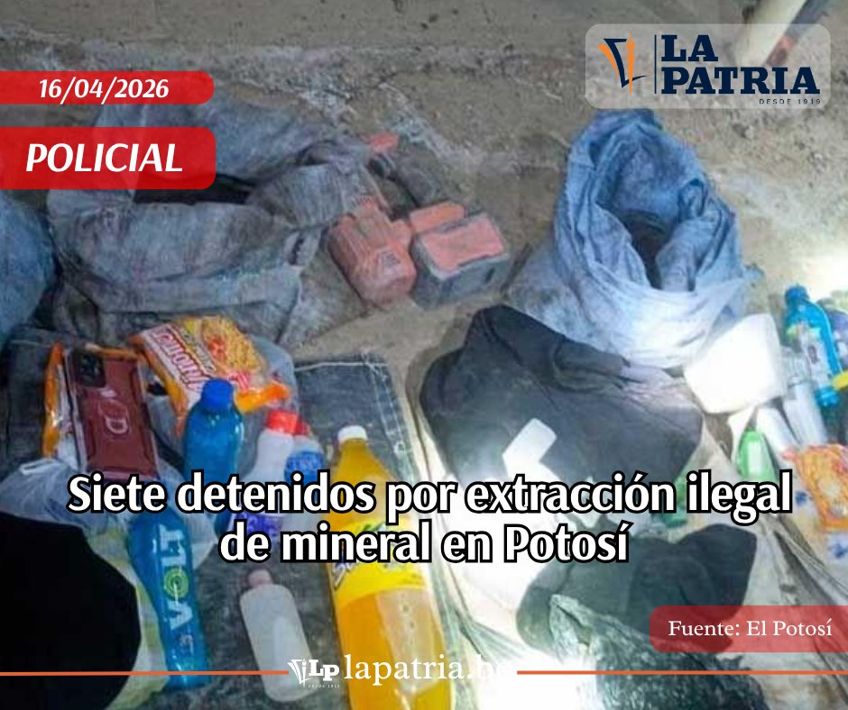 Siete personas, entre ellos un adolescente y una menor, fueron aprehendidos en el municipio de Porco, Potosí, tras ser sorprendidos en flagrancia realizando “juqueo” en el interior de la mina Illapa. nota.bo/lA6pVX

#Potosí #MineríaIlegal #Juqueo #Porco #Illapa