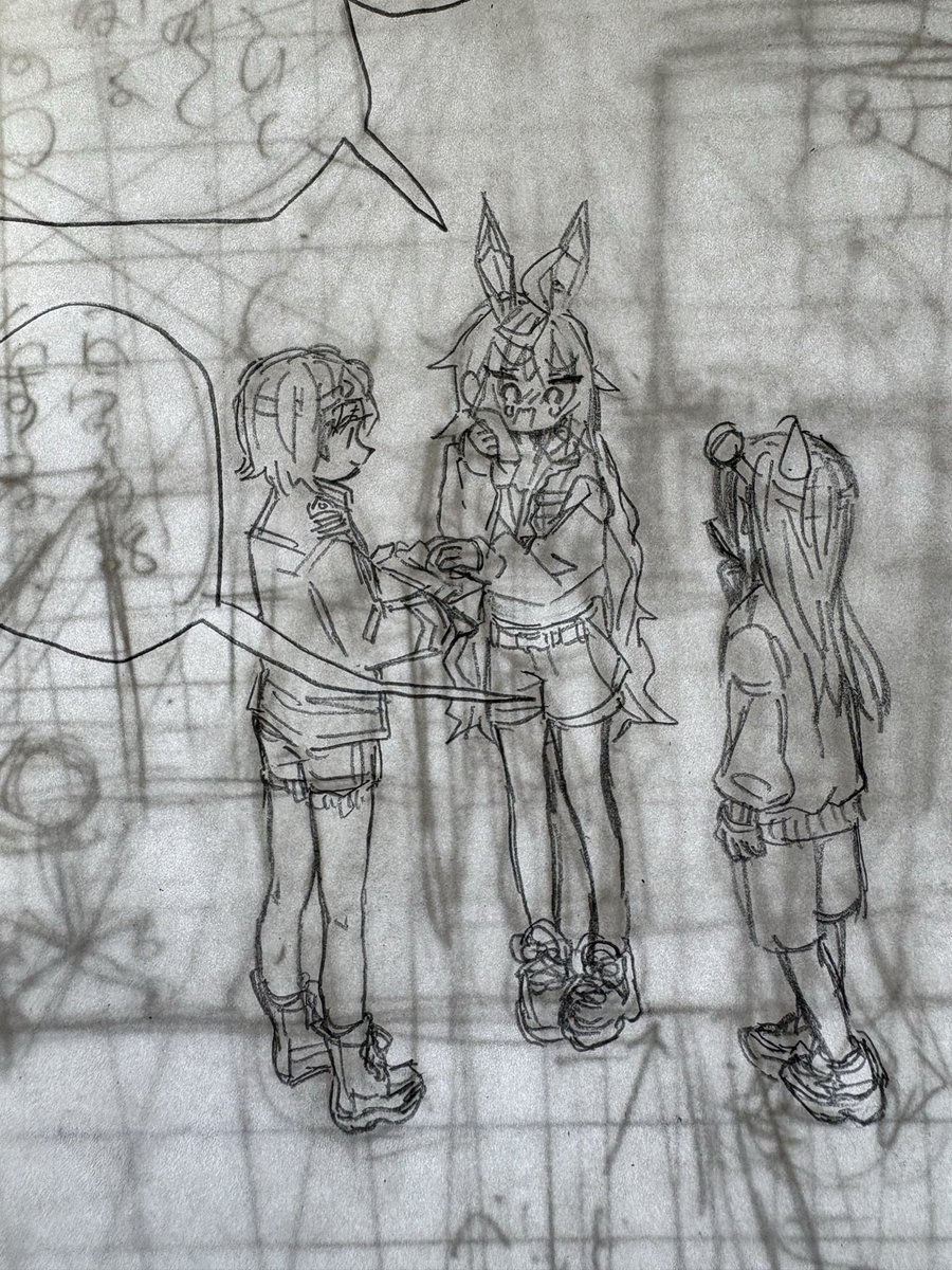 これは2話最後のページ、靴をしっかり描いちゃったけど実際はベッドに隠れる構図だったので泣く泣く靴を消す前のやつ 