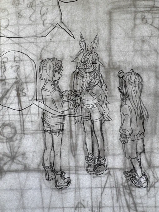 これは2話最後のページ、靴をしっかり描いちゃったけど実際はベッドに隠れる構図だったので泣く泣く靴を消す前のやつ 