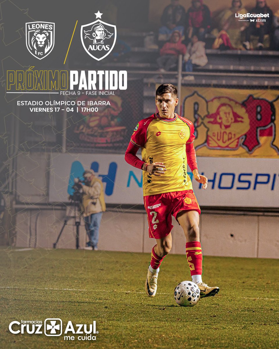 Aucas45's tweet image. 📌 Próxima Fecha.
🆚 @LeonesFC_Ec
📅 17/04
🏟️ Estadio Olímpico de Ibarra 
🕕 17h00

#Aucas2026
#Creer