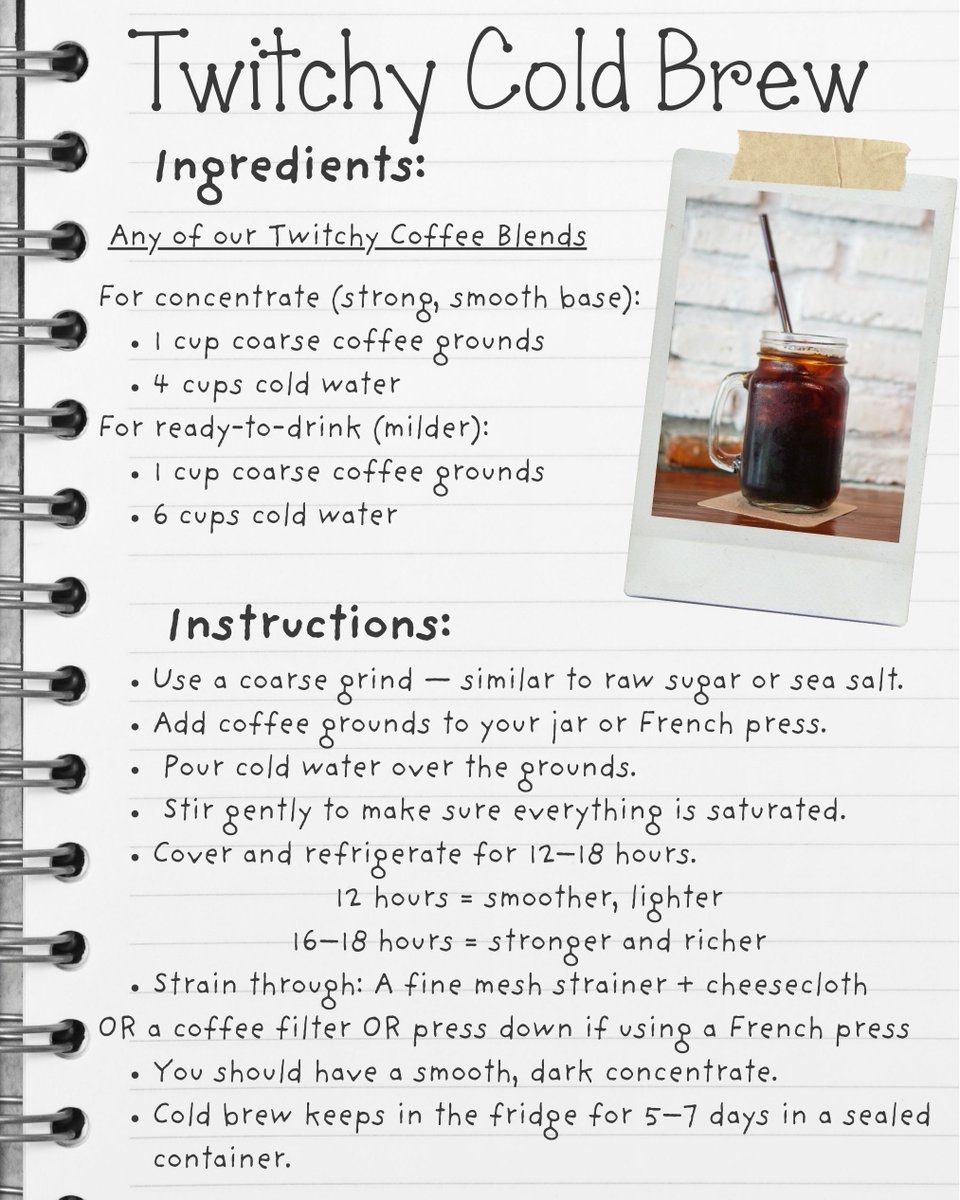 TwitchyCoffeeCo's tweet image. Smooth, bold, and brewed to chill.
Today’s the perfect excuse to pour it over ice and enjoy.

#ColdBrewDay #IcedCoffee #ColdBrewSeason #CoffeeLovers #ChillVibes #TwitchyCoffee