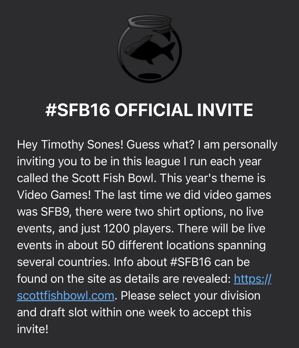 TimothySones's tweet photo. Beyond grateful for the first wave invite! Shoutout to the great team @FantasyCaresOrg and @ScottFish24

Looking forward to the NYC Live draft and running it back from last year. Let’s go Mike Tyson’s Punch Out division! #SFB16 https://t.co/BysL5mTYKs