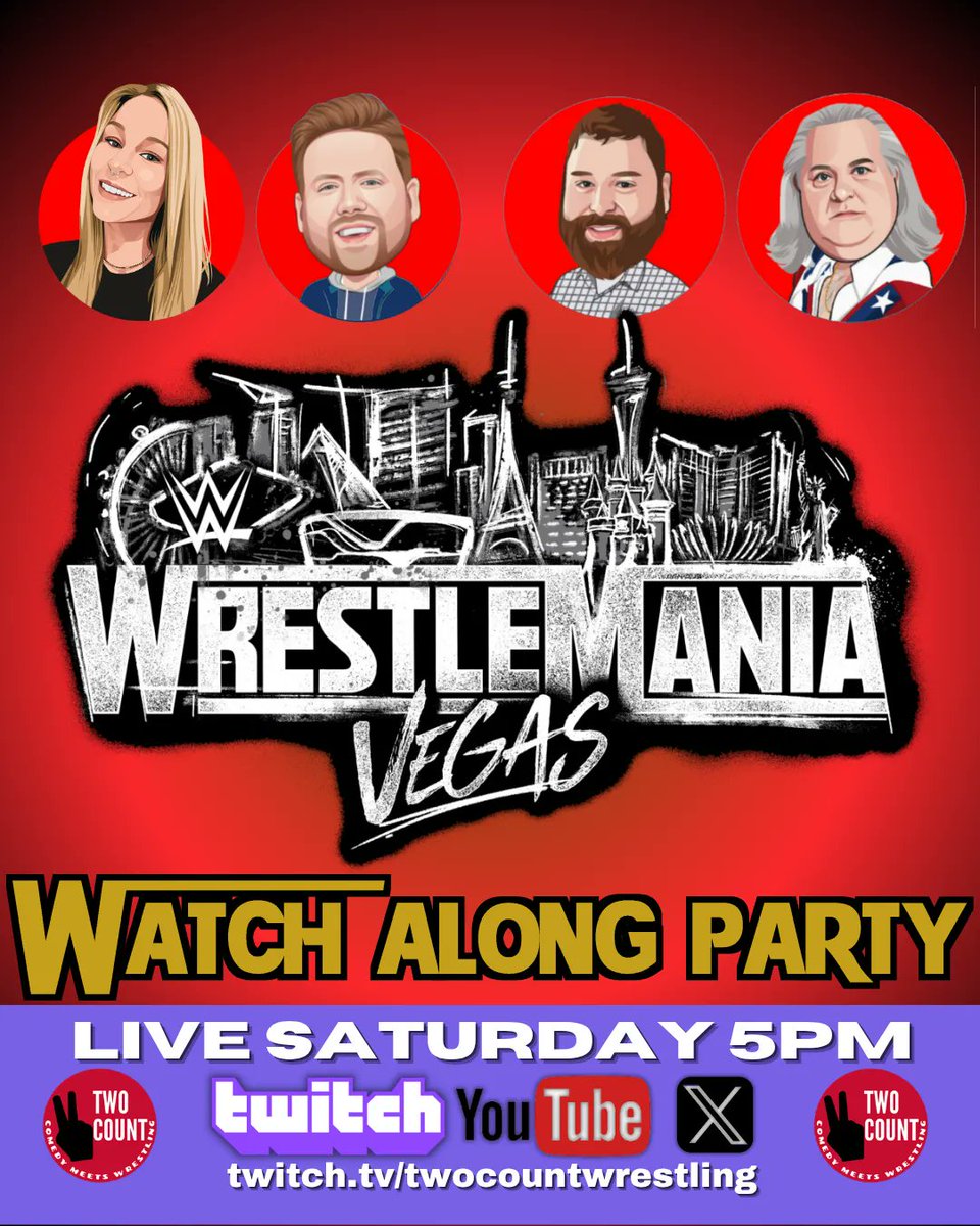 2countshow's tweet photo. It's that time of year &amp; the #2Count crew is celebrating with a watch-along on Saturday! Come hangout with your favorite #WrestlingPodcast for #Wrestlemania!
#TwoCountTuesday #TwoCountSaturday #WM42 #TopShelf https://t.co/R5jods38zS