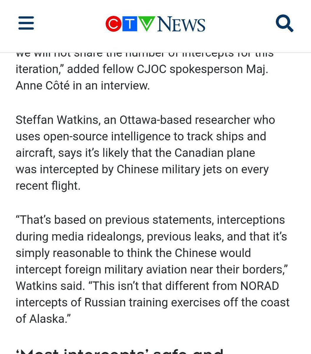 steffanwatkins's tweet photo. The Canadian public should know, to the extent our adversaries know, what the Canadian Armed Forces are doing in their name, as part of a UN mandate. There is no operational security that is compromised by knowing what kind of friction China is applying against #OpNEON flights. https://t.co/QWhcz9jcfa
