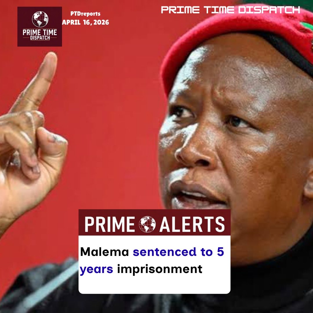 PrimeAlertsOnX's tweet photo. South African opposition leader jailed for firing rifle at rally https://t.co/kbcvphCAxH