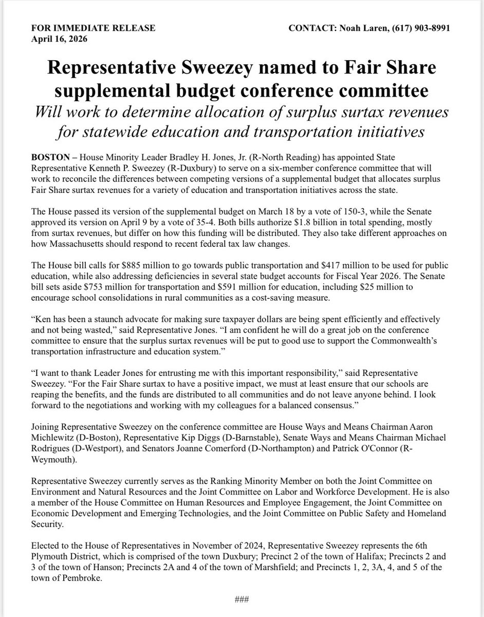 State Rep Ken Sweezey tweet media