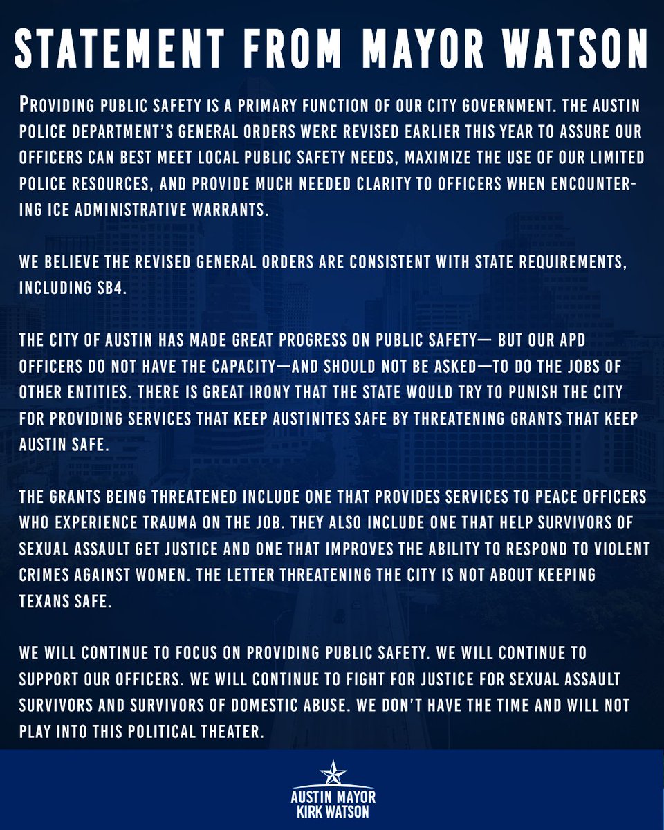 Mayor Kirk Watson tweet media