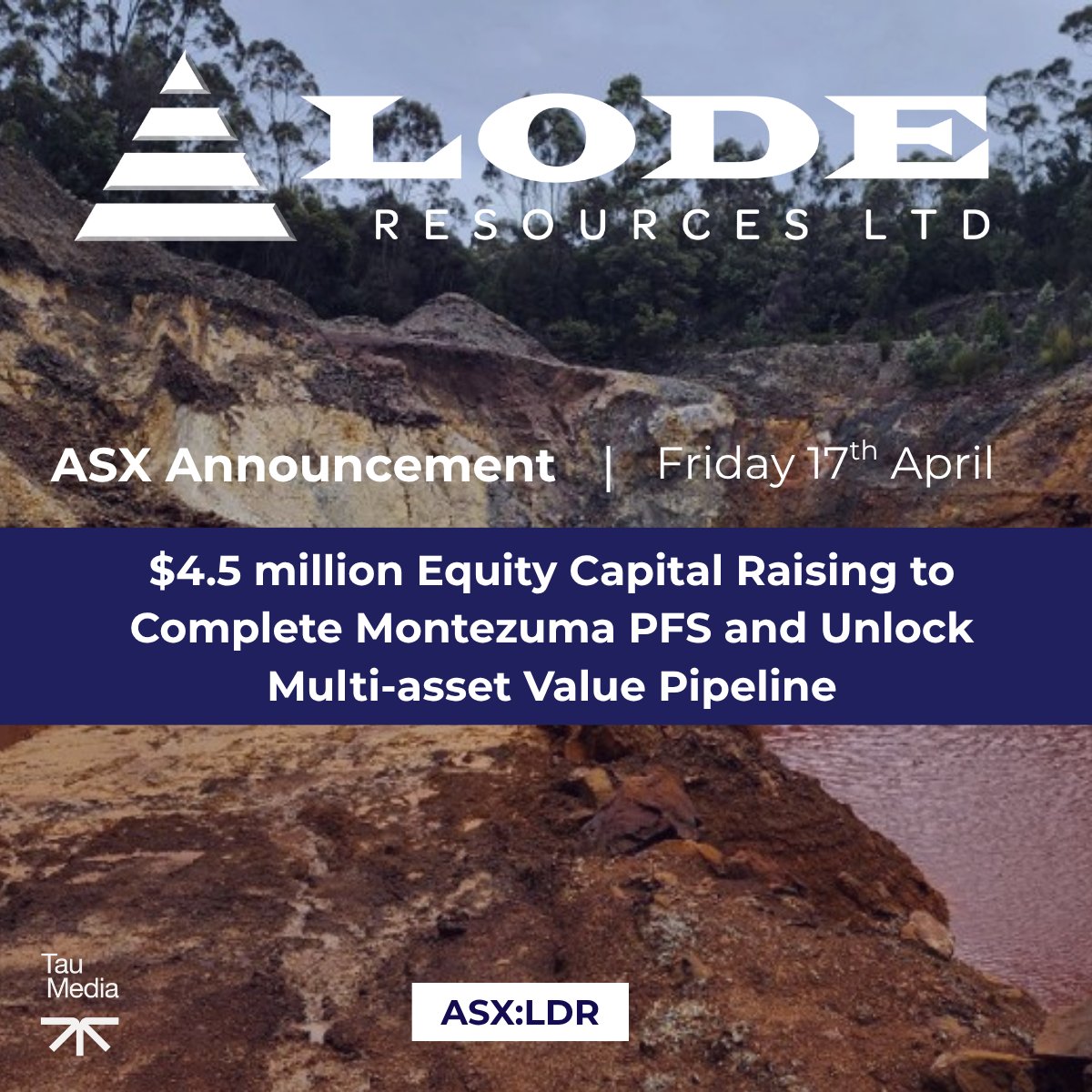 LodeResources's tweet photo. @LodeResources (ASX: #LDR) has successfully secured $4.5 million in equity funding from institutional and sophisticated investors to advance its project portfolio.

Read the full announcement: https://t.co/w4agZ1VlPd https://t.co/Pe7NnwqErn
