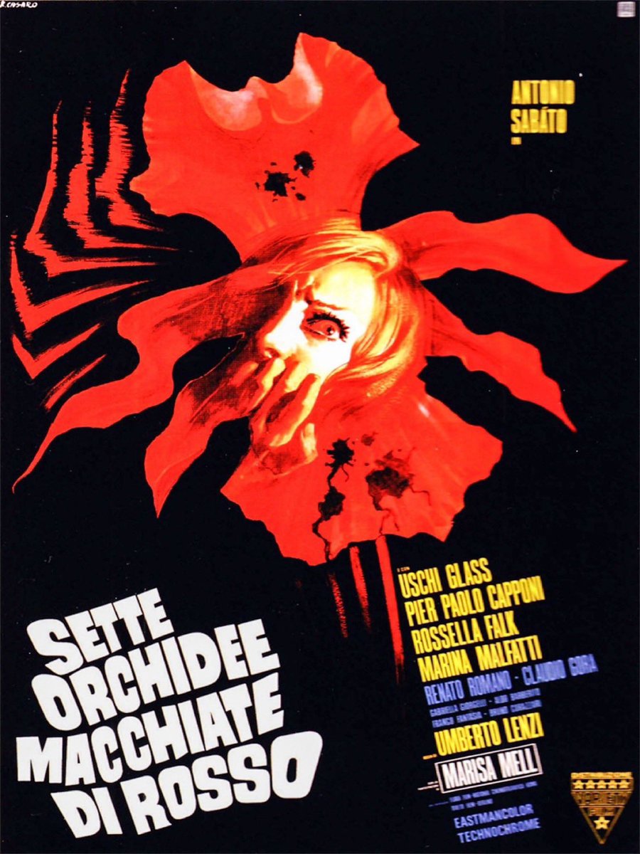 MikeySlashic's tweet image. #Horror365Challenge 109/365
#Gialloday 

Seven Blood-Stained Orchids (1972)
Dir. Umberto Lenzi

Sleaze, murders, fashion, mystery and more in this whodunnit style giallo! 

A serial killer phones women before the kills and leaves a silver medallion at the scene as a calling card.