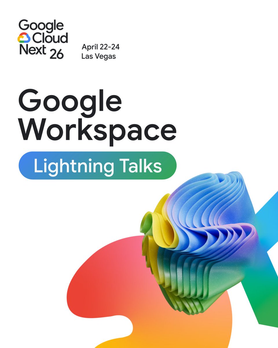 GoogleWorkspace's tweet photo. The forecast for #GoogleCloudNext ‘26? Lightning strikes of insight. ⚡💡 

Here is your quick-fire guide to the must-see Google Workspace lightning talks you won't want to miss. 🧵👇 https://t.co/anvdFQB4it