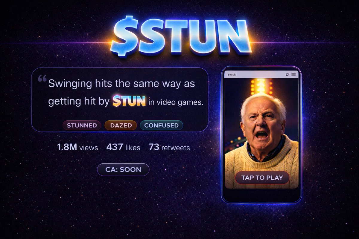 stun_coin's tweet image. One Look And The Concept Is Already Downloaded Into Your Brain 🔥

Stungr Turns A Viral Hit-to-the-head Clip Into An Aesthetic: Midnight Backdrop, Purple Scan Line, Glowing Type, And The Language Of Stunned, Dazed, Confused.

#ViralMeme #TokenCulture #STUN