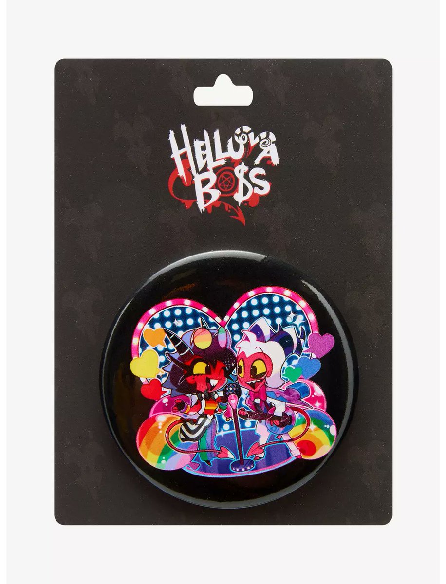 eucheon's tweet image. Now Available on the Hot Topic Website: Helluva Boss Loona Pride Party, Stolas Pride Party, and Millie &amp;amp; Moxxie Pride Party Buttons. More new Pride items have started to appear in stores as well. #HelluvaBoss #HotTopic #Pride