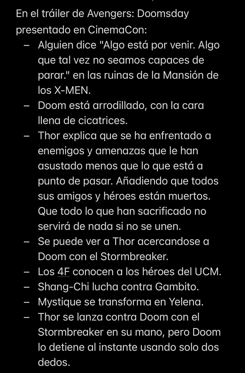 97SKYGUY's tweet image. RESUMEN TRÁILER #Avengers #Doomsday en la #CinemaCon 💚