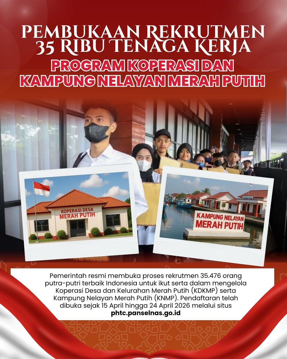 Jangan tunggu lama, rekrutmen ribuan posisi kerja terbuka kali ini khusus dari pemerintah #PemerintahBukaLapanganKerja #KoperasiMerahPutih #KampungNelayan