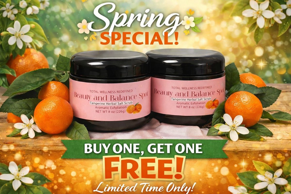 thebnbspot's tweet photo. 🍊✨ Spring Glow Starts Here! ✨🍊 Our Tangerine Herbal Salt Body Scrub is BACK! 🌼💛 Smooth, glow, and refresh with this citrus exfoliator 🍊
💥 BOGO FREE on all body scrubs!  Limited time
📞 954-967-1900
🌐 https://t.co/4ZB9v8Q26a
#SpringGlow #BeautyAndBalanceSpot https://t.co/PtypIYhfXE