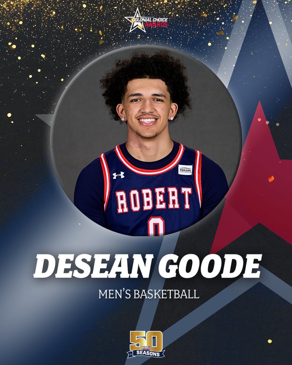 RMUAthletics's tweet photo. The spark we needed! Huge congrats to DeSean Goode for taking home the Male Ignitor Award. In just his first year, DeSean has already made a major impact on the success of his program and set a new standard for the future. #ColonialChoice26
and set a new standard for the future. https://t.co/IytVXPdaXg