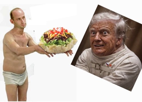 IanEnglush's tweet photo. @atrupar Here: #StephenMiller & #Trump just about to enjoy a #TacoBowl. https://t.co/W5g0VWQHHB