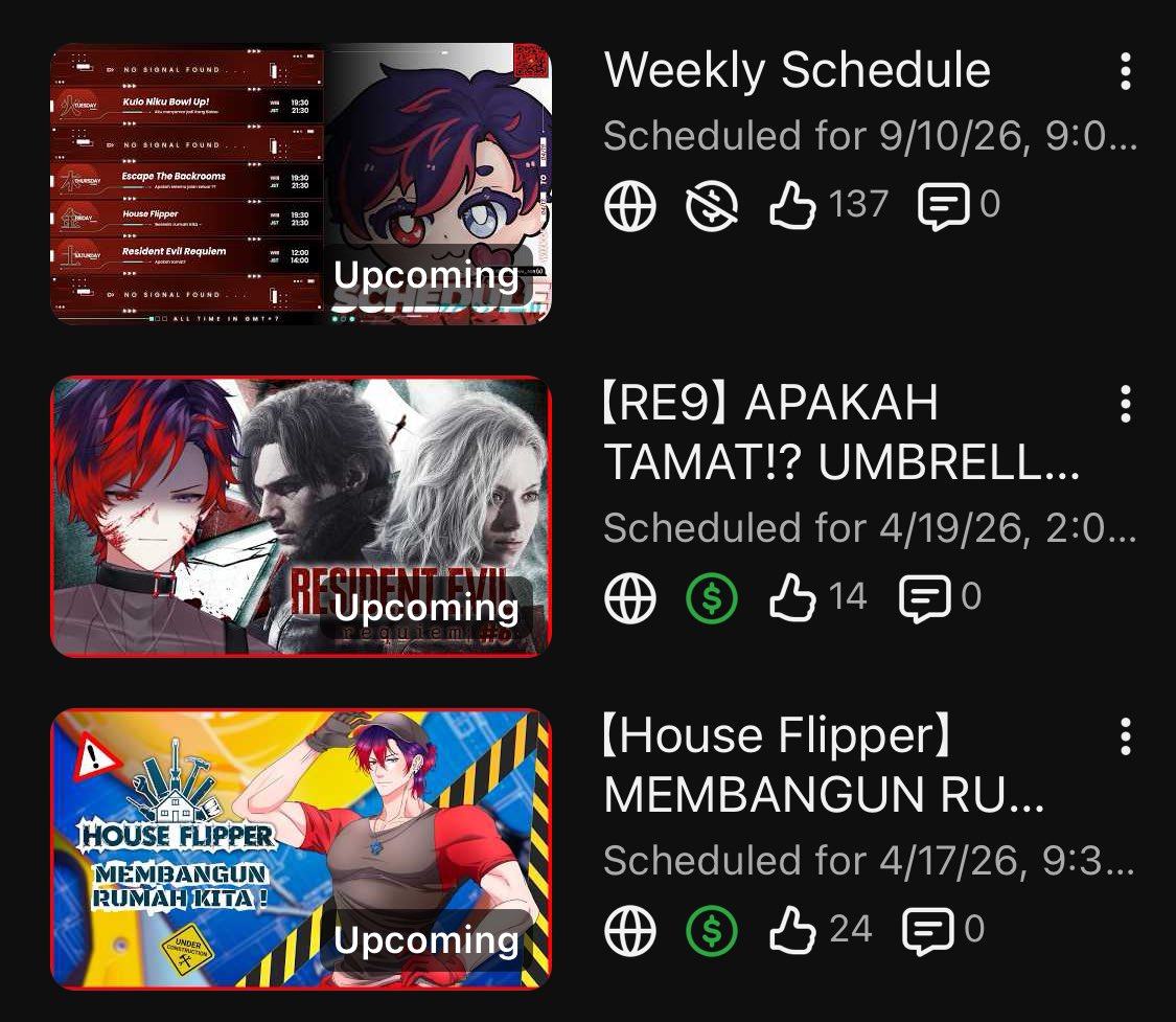 .:: Announcement ::.
Untuk stream RE akan dipindah hari Minggu 19 April 2026 jam 12:00 WIB

Sebagai gantinya akan ada surprise buat kalian 🙏

Terimakasih
Your VTuber Kikir~ 🤌