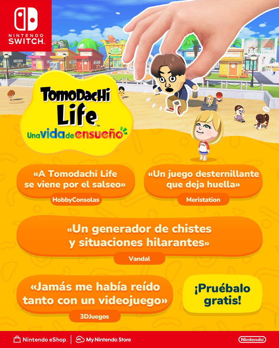 NintendoES's tweet image. ¡Aquí están las reseñas de #TomodachiLife: Una vida de ensueño, que ya está disponible para #NintendoSwitch!

Asómate a ver las disparatadas peripecias que han vivido los medios en sus islas.

👉ntdo.com/6010A4HIM