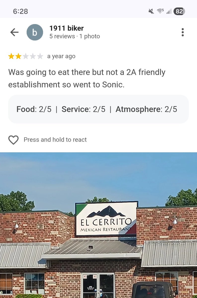 Reminds me of this review lol 
[Note this is a tiny town whose only claim to fame was a mass shooting a decade back]