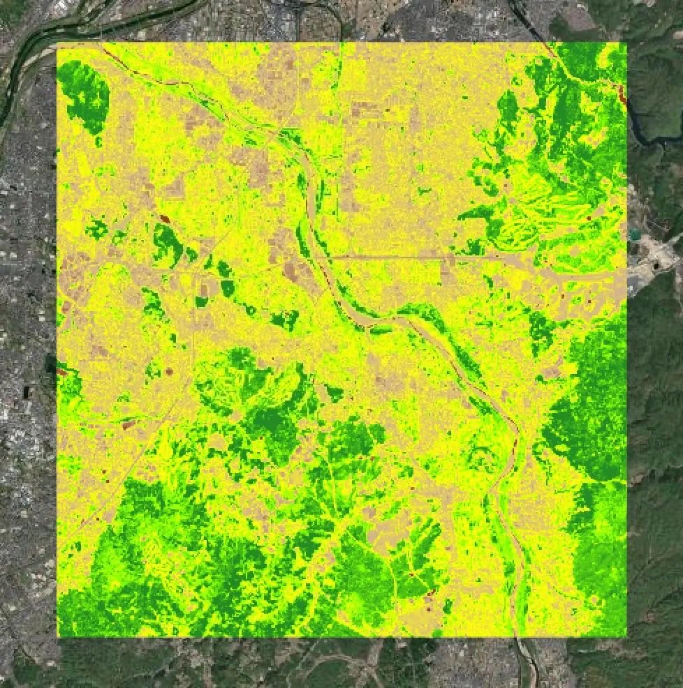YusukeGuodao's tweet photo. Sentinel-2のNDVIデータを使って、京田辺市の土地被覆変化を検出。
赤い箇所が変化が確認されたエリア。
Google Earth Engineで解析。
誰が欲しんだこんな画像 🛰️
#衛星データ #リモートセンシング #GoogleEarthEngine #NDVI #宇宙ビジネス https://t.co/qxO6S4f4gQ