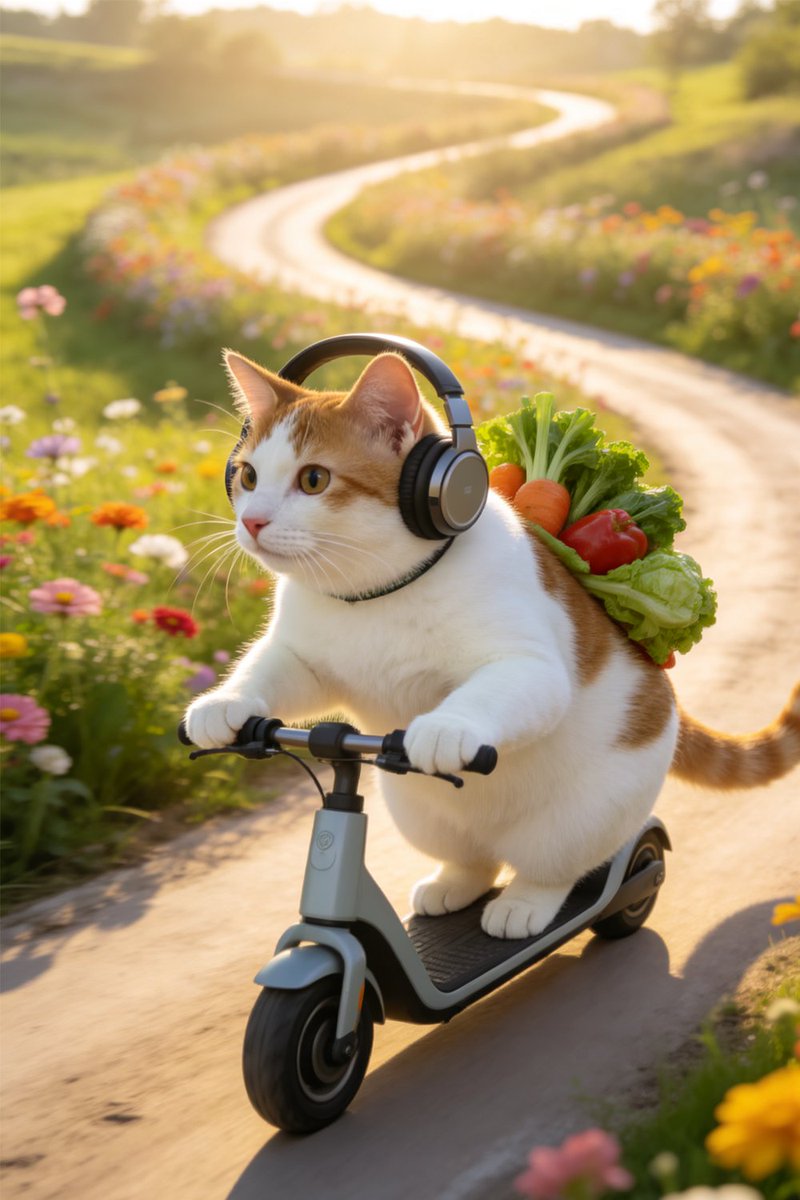 VerdantTrace's tweet image. this cat really said: errands, but make them iconic. 🛴🐱🥬

#verdanttrace #catlife #cats #funnycats #springvibes #dailyjoy #creativevibes #petlove