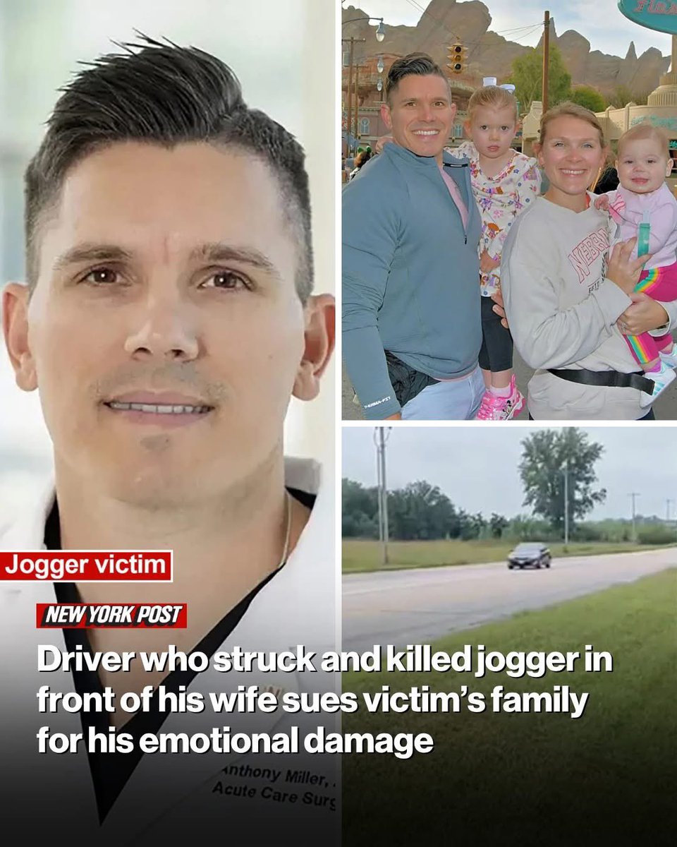 You read that right. The driver is seeking $50k from the grieving widow for emotional damage from killing her husband.
The driver was not cited because the weather was bad and the jogger was in dark clothing. But he says he suffers severe PTSD and wants the family to pay.