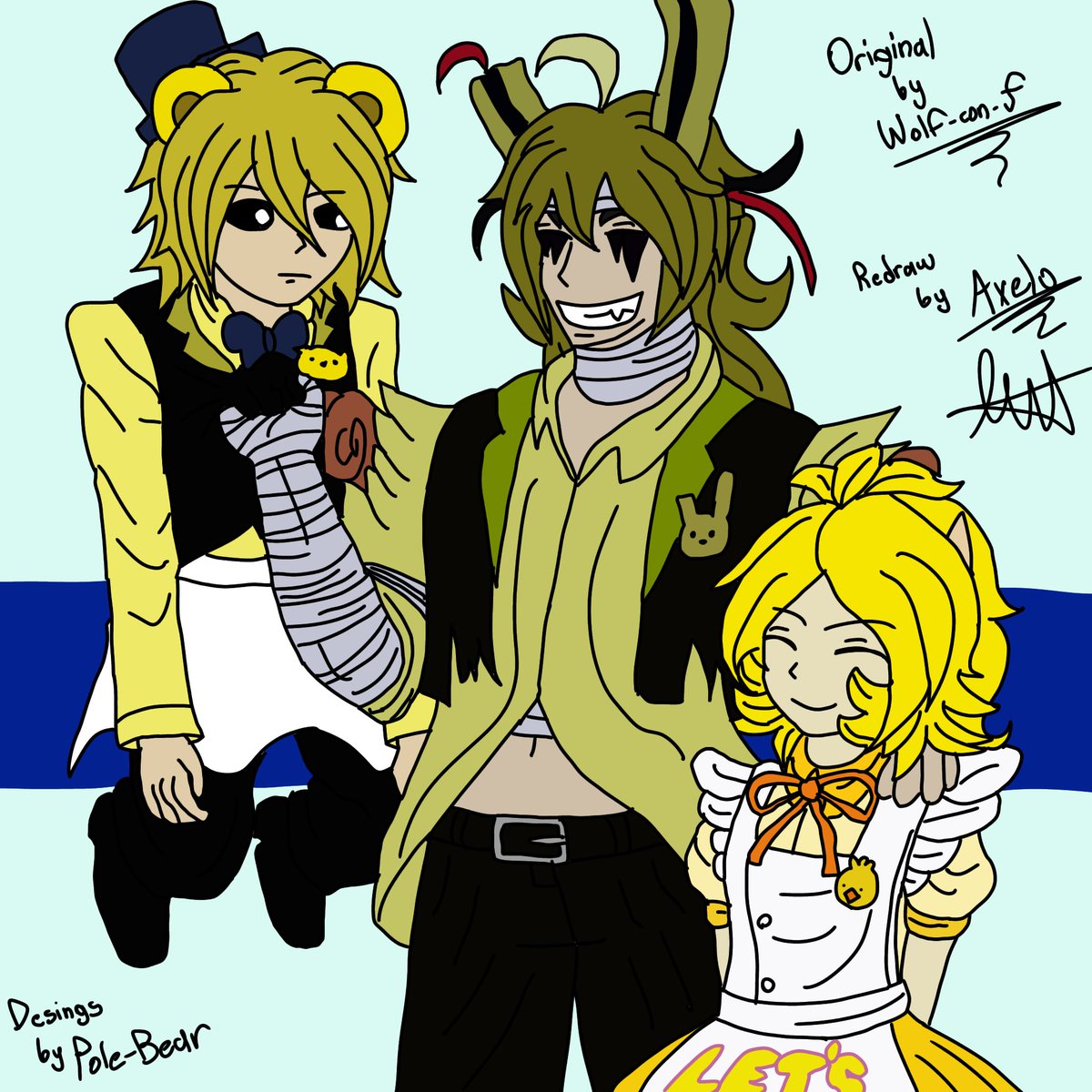 AxelCraft1500's tweet photo. Redibujo de un arte viejo de Wolf-con-f con los colores de Pole-Bear (flat color)
Izquierdo Redraw - Derecho Original 
#fnaf #fnaf3 #polebear #fnafpolebear #wolfconf #springtrap #chica #goldenfreddy #digitalart #anime https://t.co/xHH4Oup0Pn