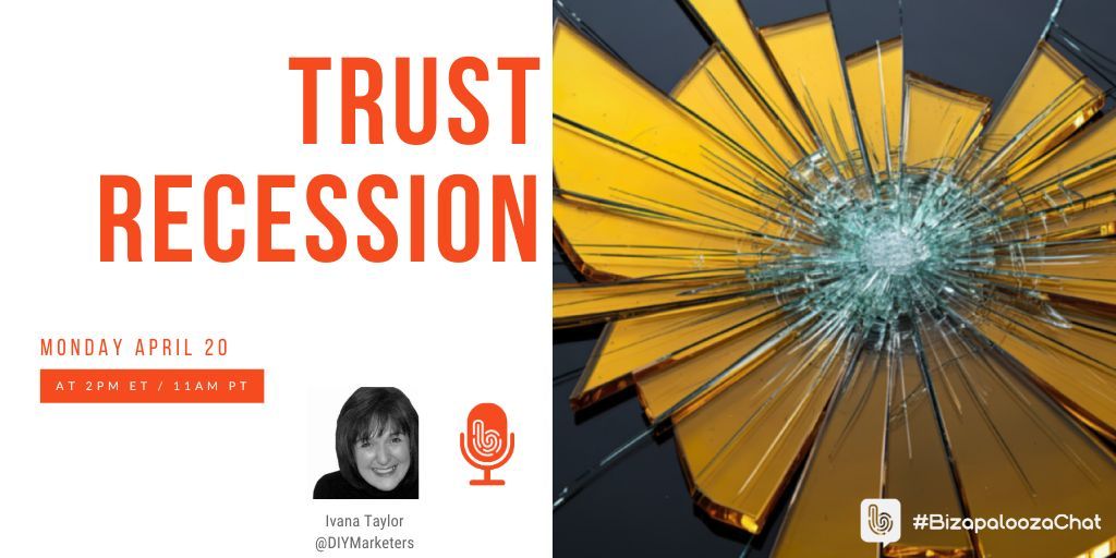 Bizapalooza's tweet image. Don't miss #BizapaloozaChat next week! 

We'll chat about Trust Recession, and how building and maintaining trust may be your biggest competitive advantage. 

Join us on Monday 4/20 at 2pmET/11amPT. 

#smallbusiness #businesstips #CX #LeadGen #contentmarketing