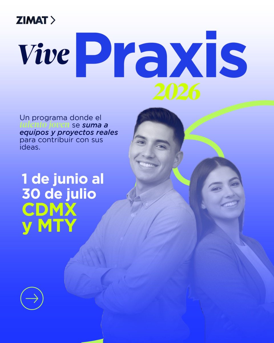 ZimatC's tweet photo. PRAXIS es nuestro programa de prácticas profesionales para quienes quieren ir más allá de la teoría y entender cómo la comunicación estratégica impacta decisiones, reputación y negocio en el mundo real.

Si eres un estudiante con curiosidad, criterio y ganas de aprender de la mano de especialistas, colaborando en proyectos que realmente importan consulta nuestra convocatoria.

https://t.co/h0IRgnHCmK