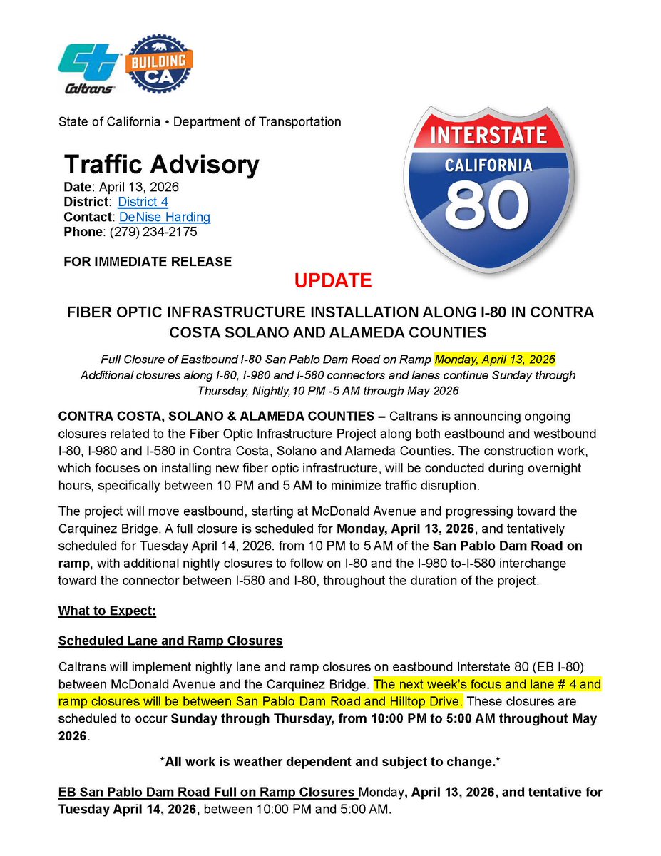 Caltrans District 4 tweet media
