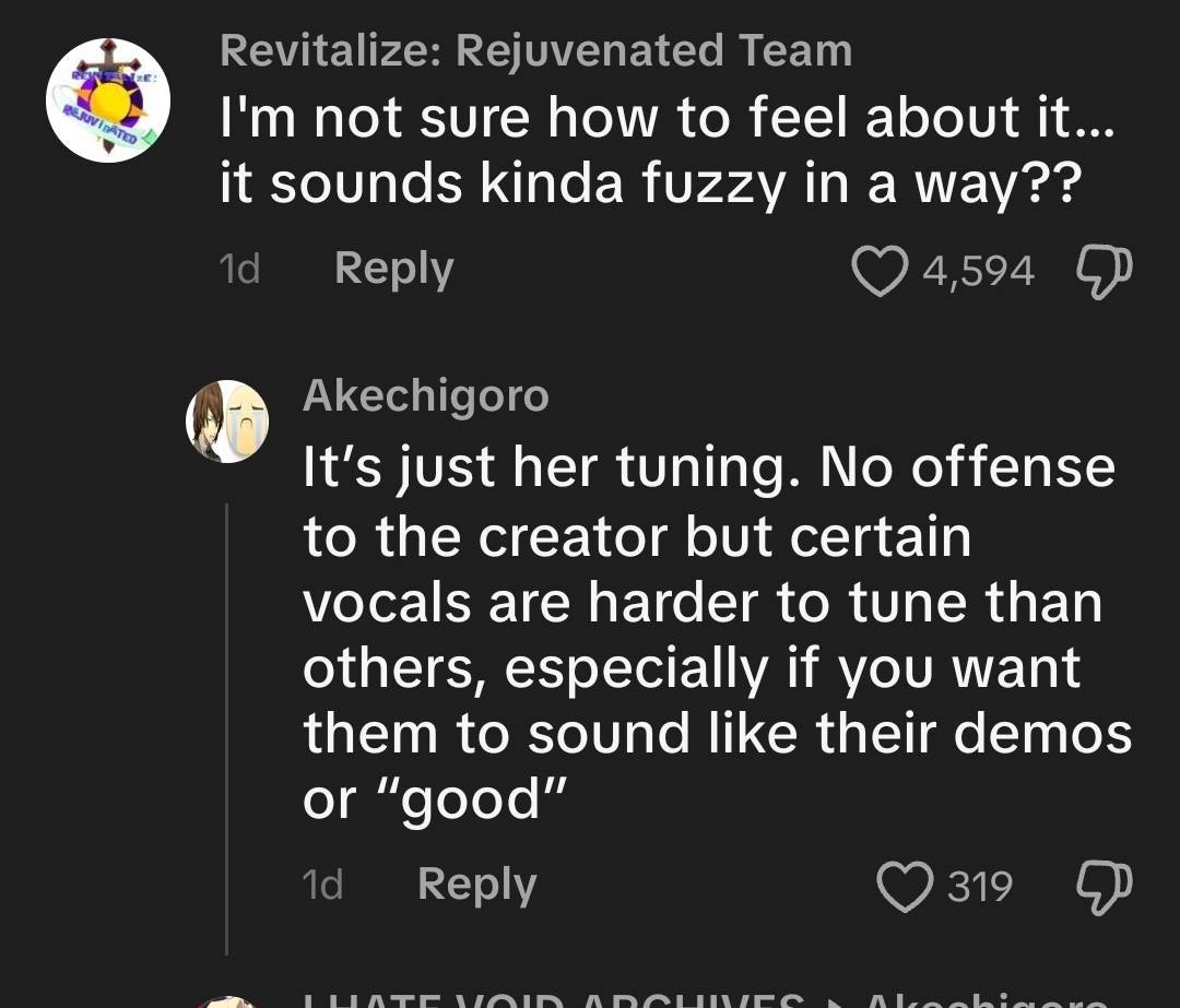 something funny i noticed when i posted this video on tiktok is that people blamed miku's engine noise being caused by my tuning, even though it doesn't really go away no matter how good you tune her. 

is this vocaloid tiktok being vocaloid tiktok or are they correct about this?