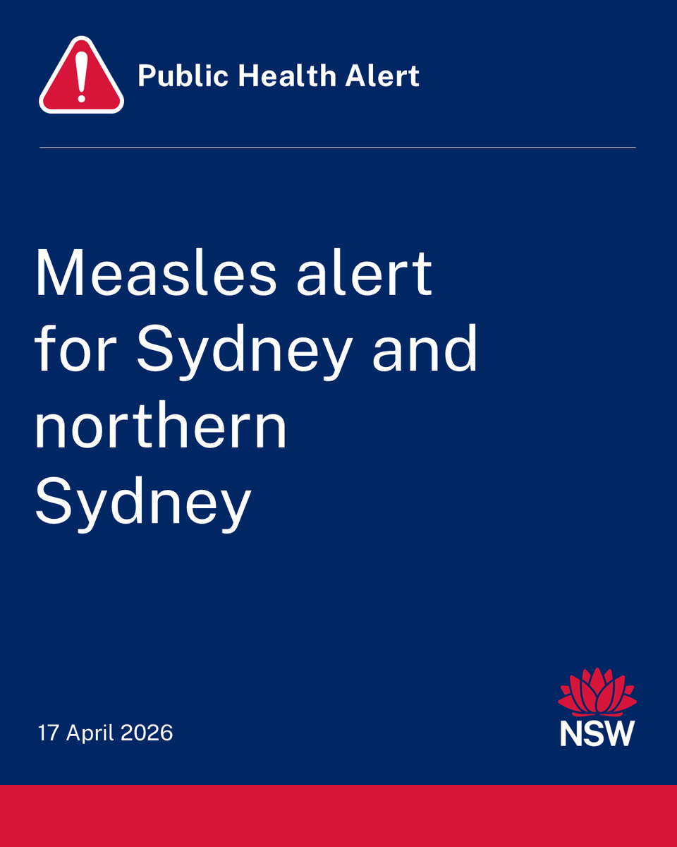 NSWHealth's tweet photo. NSW Health is advising people in Sydney to be alert for signs and symptoms of measles after being notified of a new confirmed case. https://t.co/ugpkQrIz4z