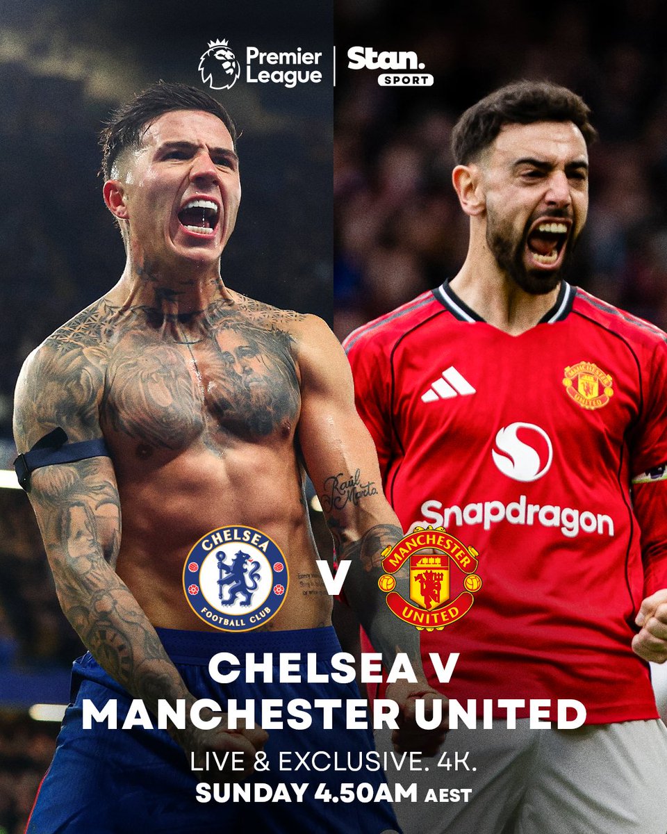 StanSportFC's tweet image. Chelsea v Manchester United. It’s ALWAYS a blockbuster 🔥

Get set for this top 4 race six-pointer at Stamford Bridge.

Sunday from 4.50am AEST on Stan Sport.

↳ Premier League. Live &amp;amp; On Demand with 4K on Football’s New Home, Stan Sport. Stream now.

#StanSportAU #PremierLeague
