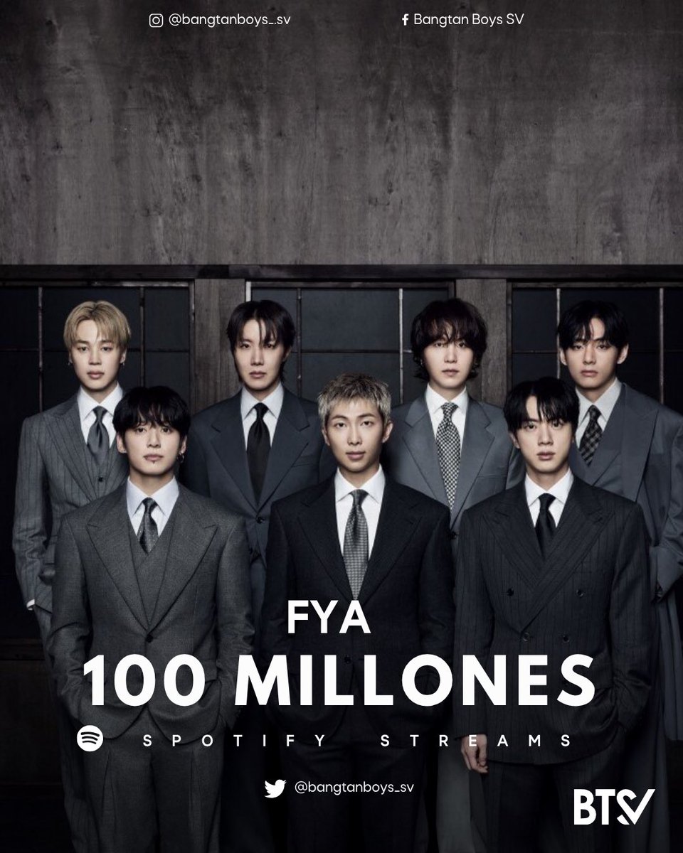 StreamBreakerSV's tweet photo. 📈| "FYA" de #BTS ha superado 100 millones de streams en Spotify. 

Se convierte en la canción número 137° de BTS  en lograr este hito.

🖇️: https://t.co/bAaw2lzhR6

CONGRATULATIONS BTS 
#BTS_ARIRANG
#FYA100M

~🌻. https://t.co/nEH1LD4k9x