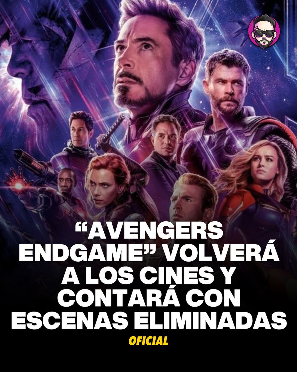 JuanitoSay's tweet image. ¡AVENGERS ENDGAME... REGRESARÁ! 😱 😱 
#Avengers Endgame tendrá un re estreno en los cines el 25 de Septiembre y contará con escenas eliminadas y "otras sorpresas"

¿Qué opinas?