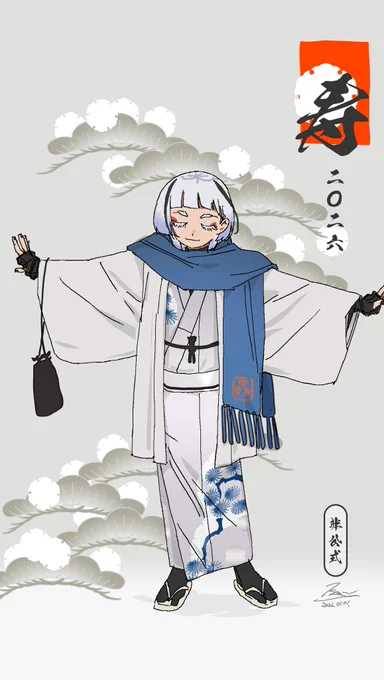 冬仕様のおべべが割とかなり気に入っているのですが、エビフライ柄などの変な服も着て欲しいし、やっぱりいつもの衣装が1番「らしい」し、落ち着くなという気持ちもある。(色ちょっと落書きのため実際とは異なります) 
