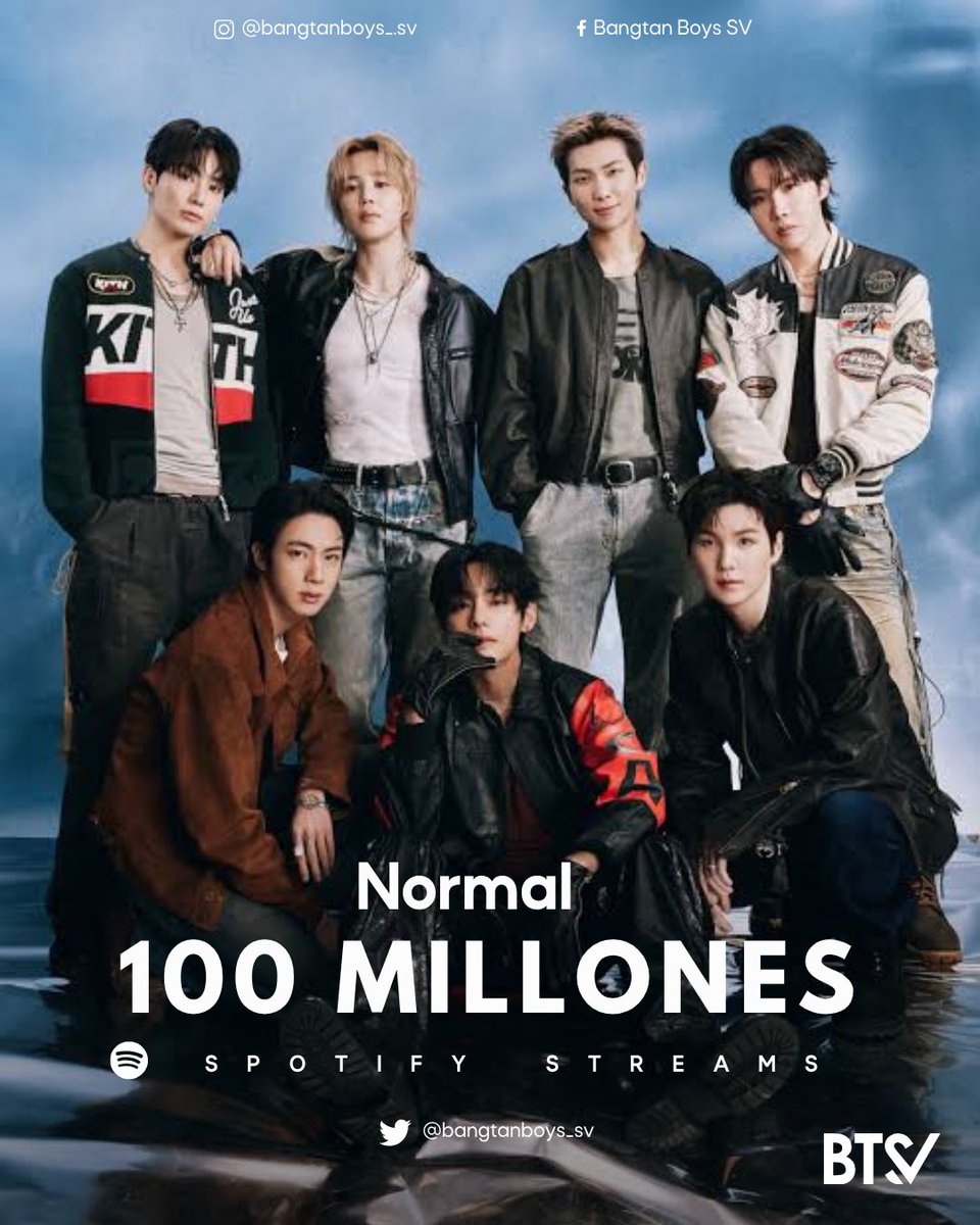 StreamBreakerSV's tweet photo. 📈| "NORMAL" de #BTS ha superado 100 millones de streams en Spotify.

Se convierte en la canción número 138° de #BTS  en lograr este hito

🖇️: https://t.co/YTssCu07vl

CONGRATULATIONS BTS 
#BTS_ARIRANG
#NORMAL100M

~🌻 https://t.co/sPCvpYCwys