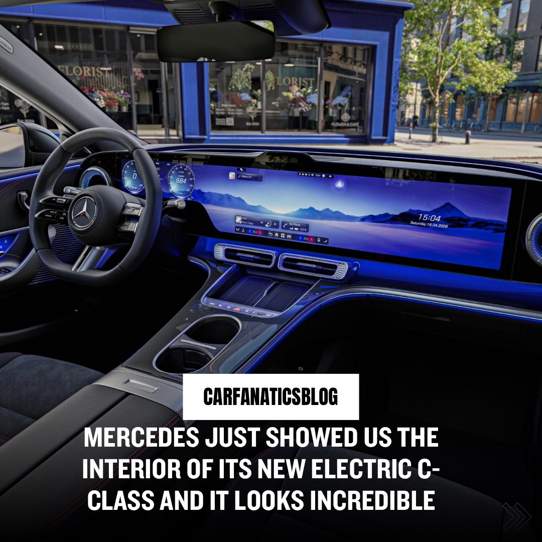 Mercedes-Benz revealed the electric C-Class interior ahead of its April 20 South Korea debut, featuring two MBUX display options and a faster-heating climate control system.

carfanaticsblog.com/2026/04/16/mer…