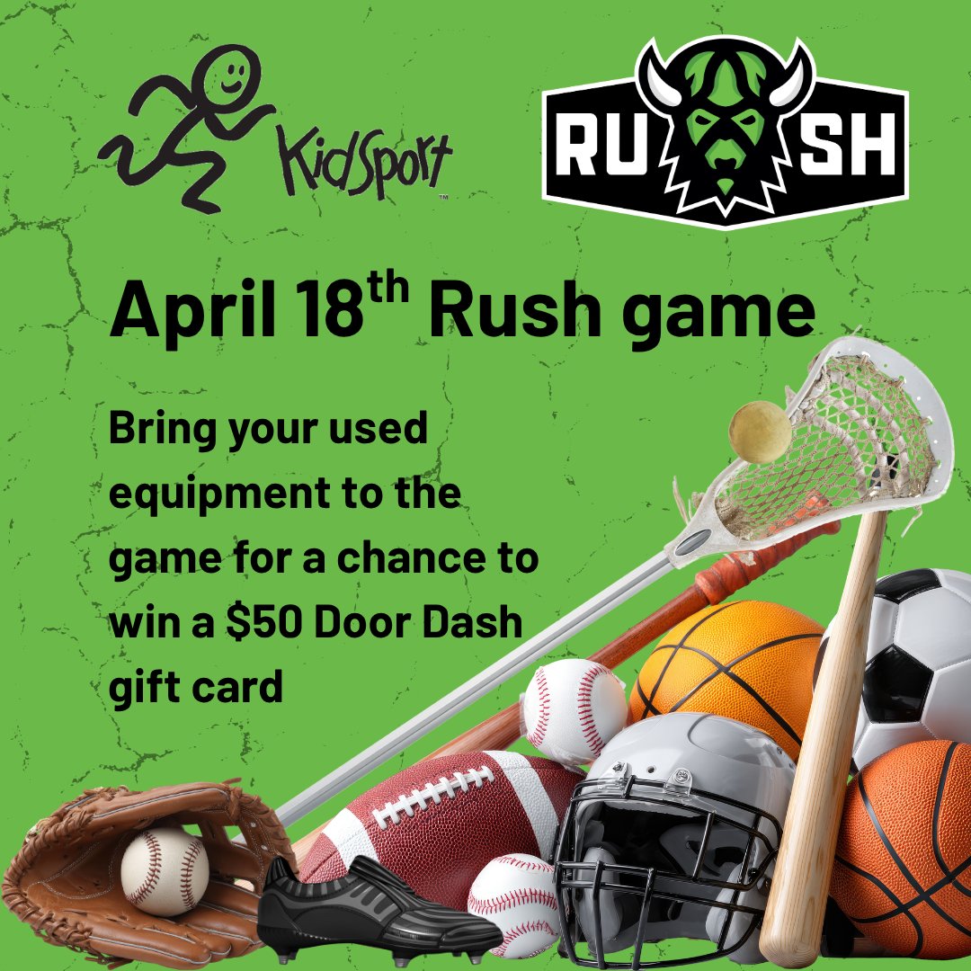 KidSportSK's tweet photo. Used Equipment Drive!

Bring your used equipment to the April 18th @saskrush game and be in to win a Door Dash Gift Card. ⚾🥍🏒⚽

Every donation of equipment helps KidSport to get kids geared up for sports! https://t.co/QQmhPl1KNY