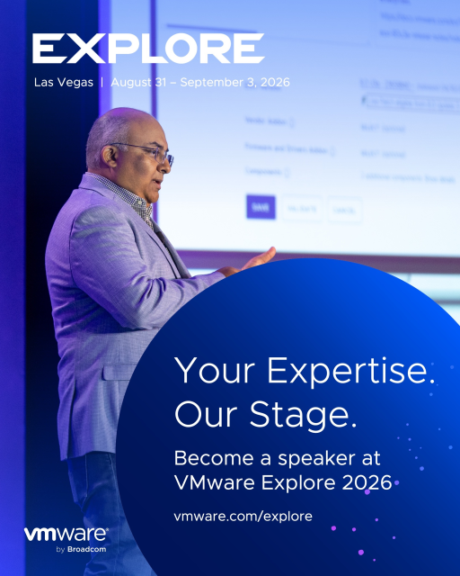 It’s not too late. Become a speaker at #VMwareExplore 2026 in Las Vegas! The call for proposals closes on April 24. Submit today: dy.si/FYAk8
